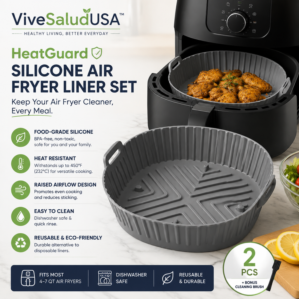 ViveSaludUSA™ HeatGuard Silicone Air Fryer Liner Set