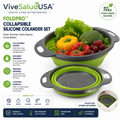 ViveSaludUSA™ FoldPro Collapsible Silicone Colander Set