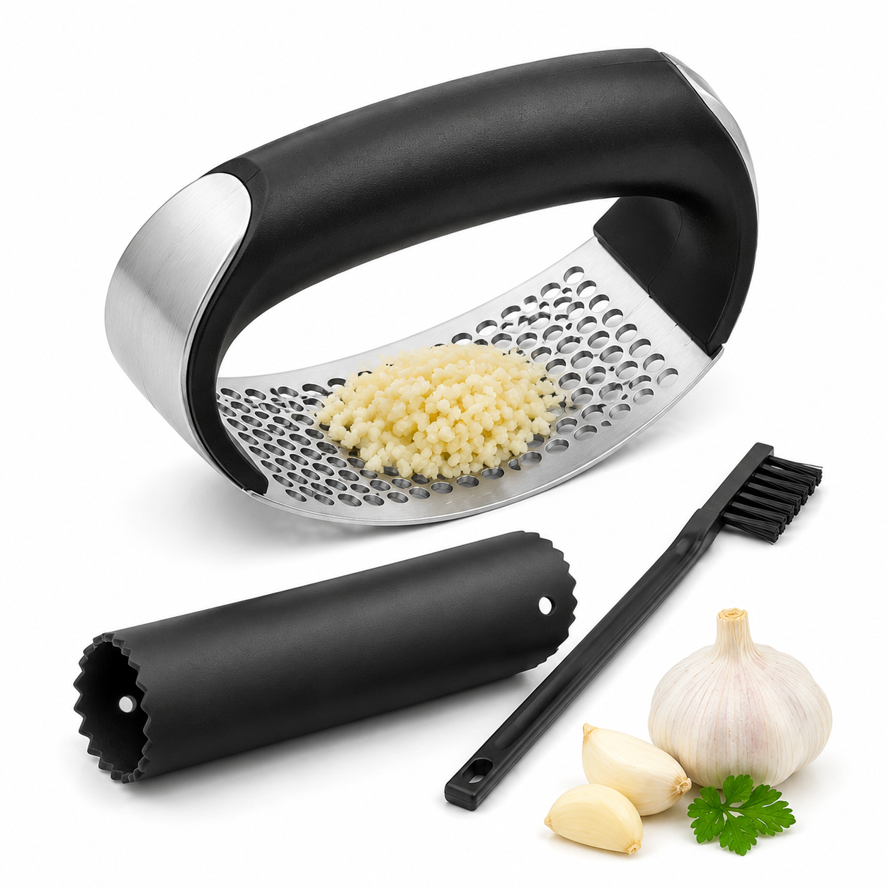 ViveSaludUSA™ EasyPress Stainless Steel Garlic Rocker Set